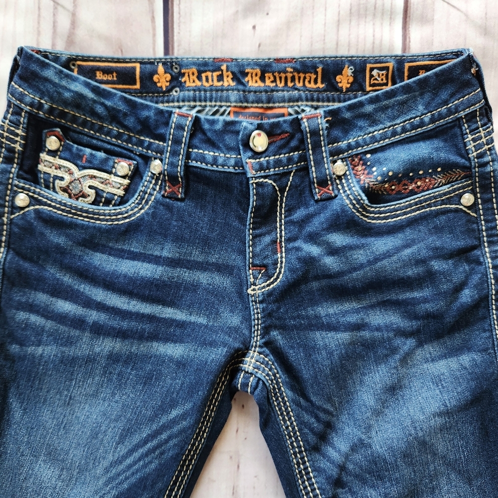 Rock Revival "Betty Boot" Low Rise Bootcut Blue Jean Western | Women's Size 28 - Picture 6 of 16